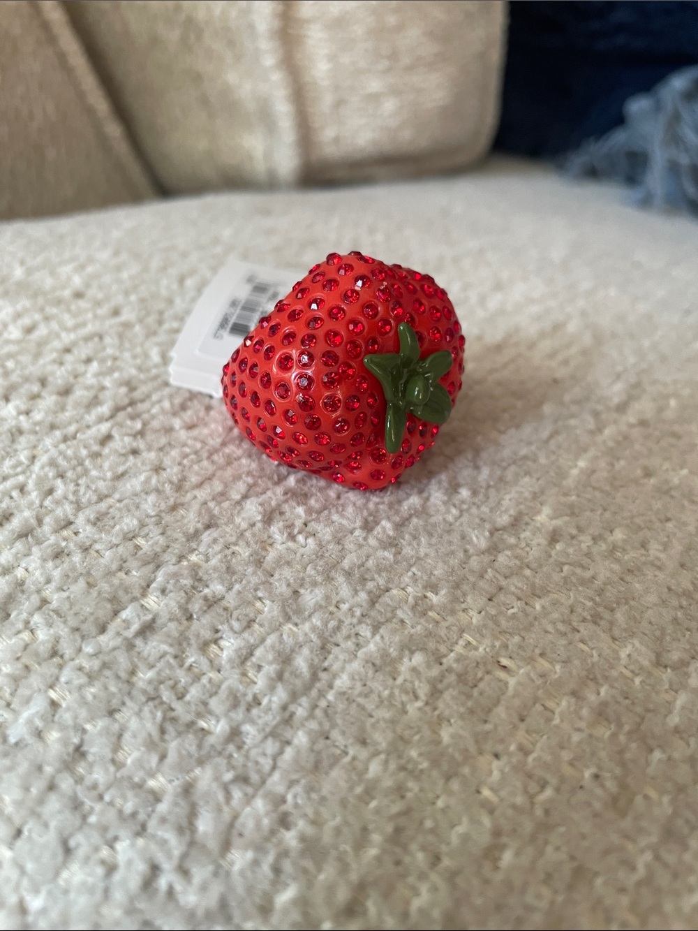 NWT Betsy Johnson Strawberry Statement Ring Size 7.5 Bedazzled